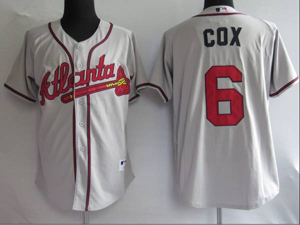 Braves #6 Bobby Cox Stitched Grey MLB Jersey - Click Image to Close